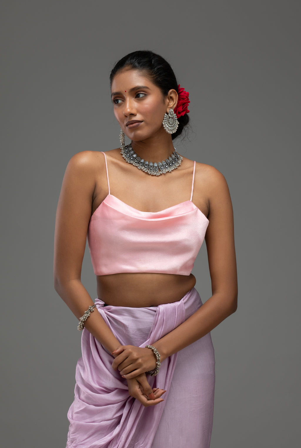 Soft Pink Spaghetti-Strap Blouse